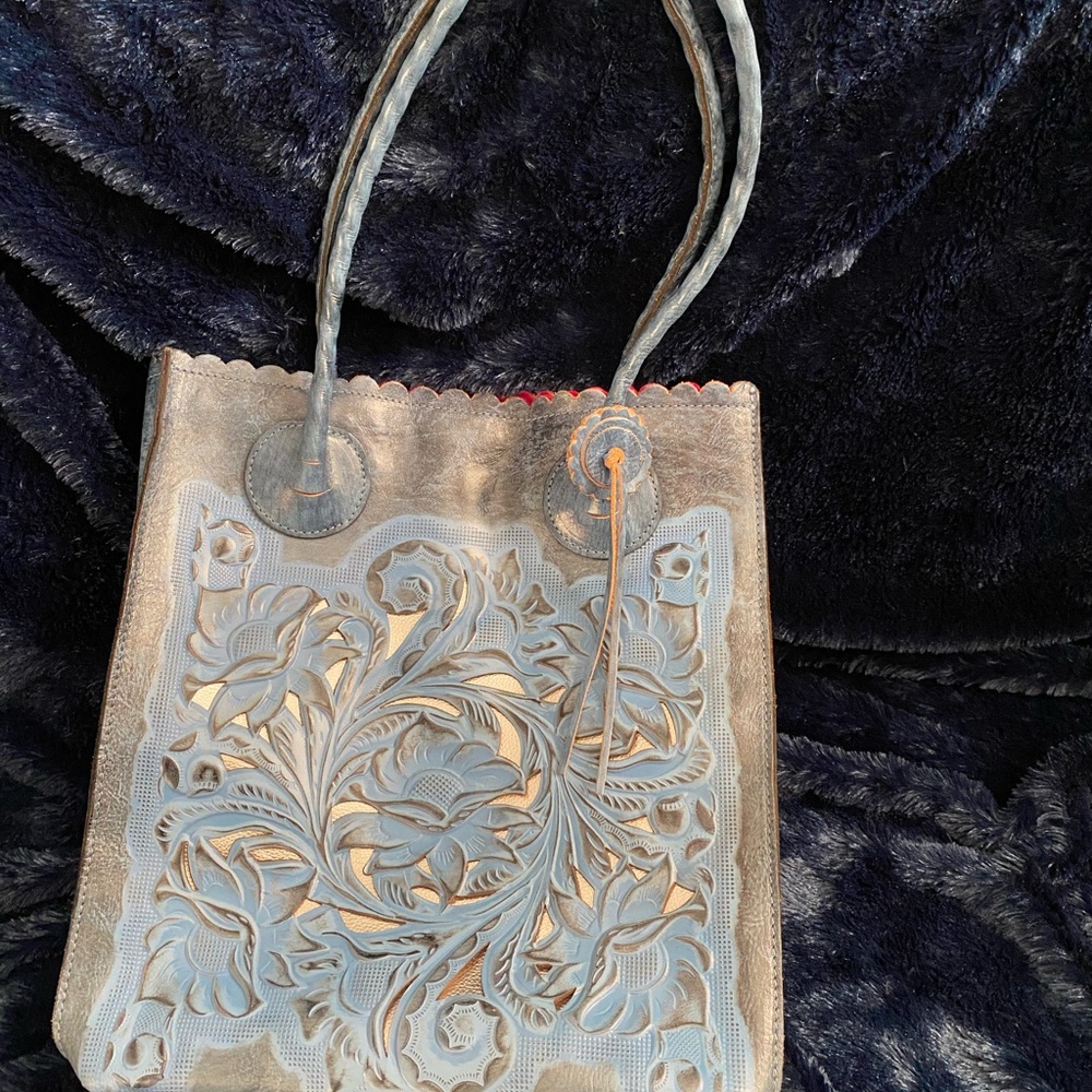 Patricia Nash Blue Leather Tote